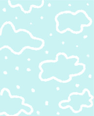 Soft Blue Sky with Fluffy White Clouds and Dots
