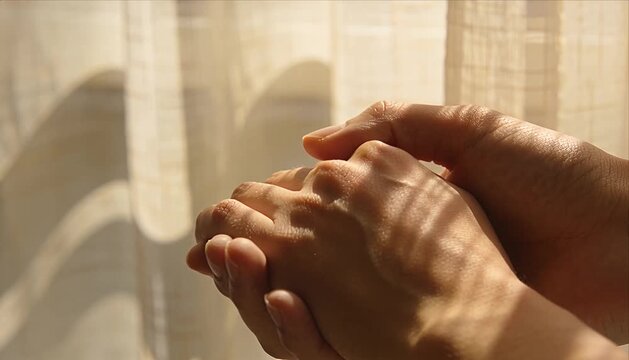 Hand skin light shadow touch window curtain calm warm soft sunbeam create gentle pattern finger and palm surface peaceful human contact support comfort care tenderness empathy sunlight curtain warmth
