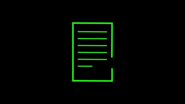 A bright green rectangle with a partial line segment on a black background.