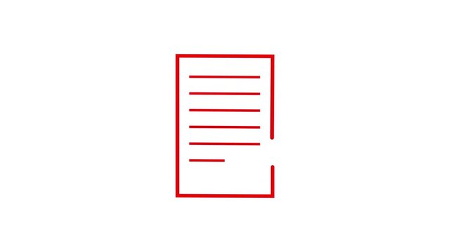 Simple red outline of a document or list with horizontal lines.
