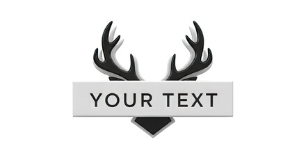 Antler Emblem with Customizable Text Banner