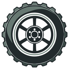 Obraz premium Heavy Duty Tire Wheel with Rugged Tread Pattern and Rim