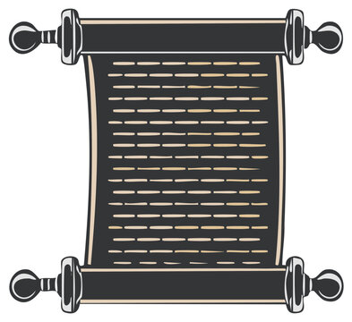 Antique Scroll with Written Text and Decorative Rollers