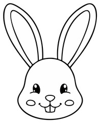 Fototapeta premium Cute Bunny Head Outline, Cartoon Animal Character Illustration for Coloring Page or Easter Decoration.
