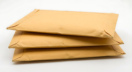 Stacked Brown Envelopes for Mail, Post, Communication, Business, Delivery