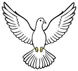 Obraz premium Dove in Flight Illustration - Symbol of Peace and Hope - Freedom and Serenity, Bird Icon, Vector Art