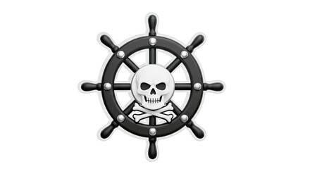 Obraz premium Pirate Ship Wheel with Skull and Crossbones