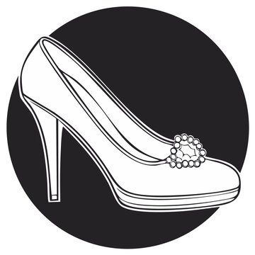 Elegant High Heel Shoe Black and White Design for Fashion and Style Projects