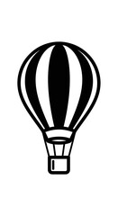 Hot Air Balloon Ascending: Adventure Travel Icon for Tourism Industry, Black and White Vector Illustration Symbolizing Exploration, Freedom & Leisure Activities. Minimalist Graphic for Prints & Sticke