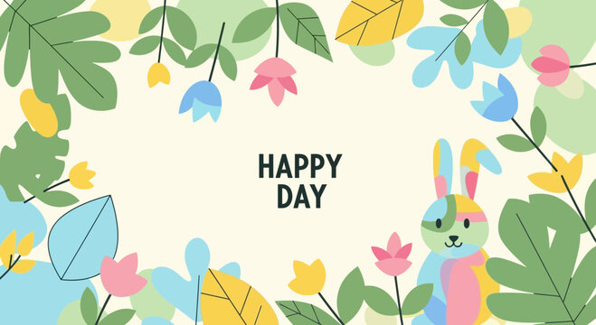 Easter card with Easter eggs title with "Happy Day "
Flower template and Design .