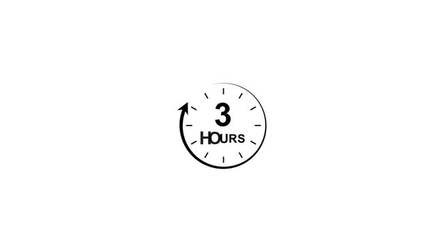 Time concept three hours clock timeframe duration symbol 3 hours
