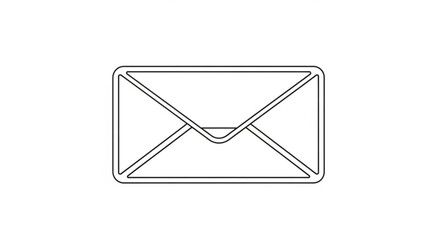 Simple line art of a closed envelope icon on white background for communication or mail concepts
