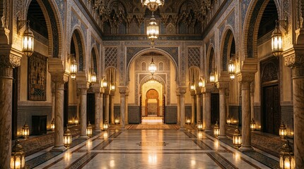 Fototapeta premium Arabic architecture, lanterns, arches and doorways