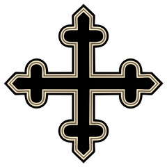 Obraz premium Ornate Black and Gold Cross Religious Symbol Emblematic Design