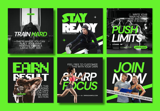 Fitness Gym Social Media Post Template Pack