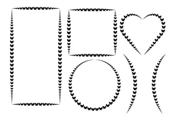 Decorative butterfly border frames in different shapes, square, heart, circle, rectangle, butterflies frames set