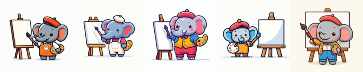 Fototapeta premium cute standing elephant vector while painting