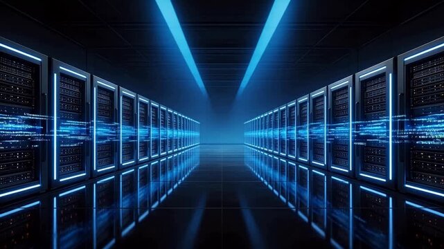 server room with blue lights