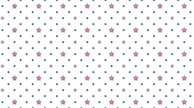 Red white and blue stars on white background seamless pattern