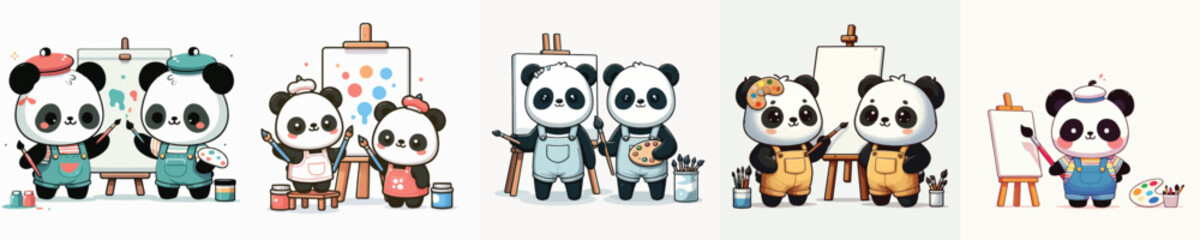 cute panda vector standing pose while painting © sarah16blakeyxh2