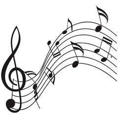 &ldquo;Musical Notes Wave with Treble Clef Abstract Music Background Vector Illustration&rdquo;