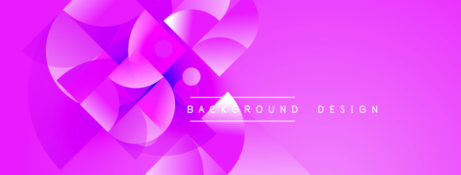 Abstract pink background features overlapping circular shapes. Modern design with gradient hues, creating dynamic visual effect.