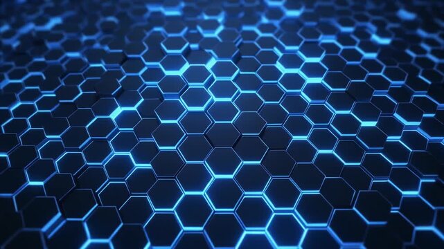 Blue Hexagonal Grid Animation.