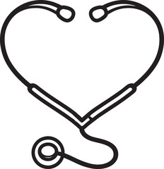 Heart Shape Stethoscope Healthcare Outline Icon