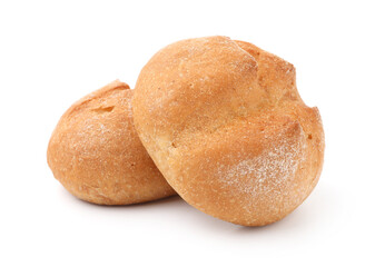 Two fresh tasty buns isolated on white