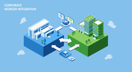 Obraz premium Smart factory industrial automation illustration representing connected manufacturing system digital production and industry technology concept