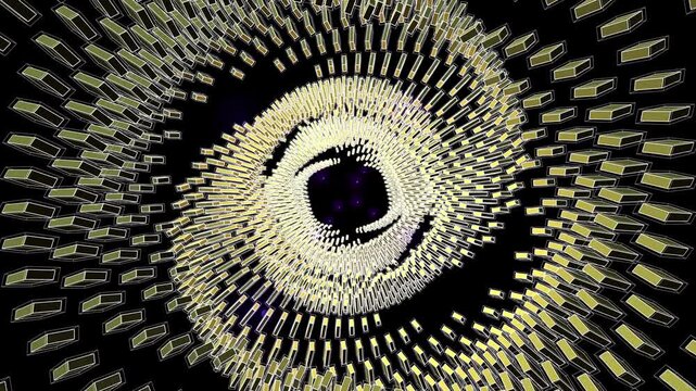 Colossal metallic double-helix tunnel with massive procedural density. Code-driven exact loop for infinite 4K flight. Glowing indigo data-nodes orbit an endless pitch-black abyssal core.