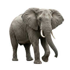 Obraz premium African Elephant with Tusks Isolated on White Background