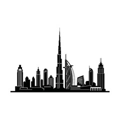 Obraz premium Dubai Cityscape Silhouette Vector Illustration.
