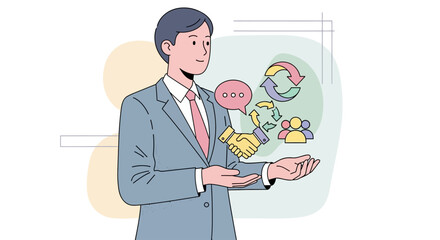 Man in Suit Holding Pigs and Piggy Bank. © Berry