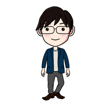 Businessman Explainer Character &ndash; Neutral Standing Pose &ndash; Isolated Transparent Background