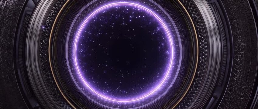 Futuristic black and purple sci-fi tunnel or energy core