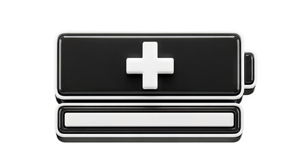 Fototapeta premium Glossy Battery Icon with Plus Symbol