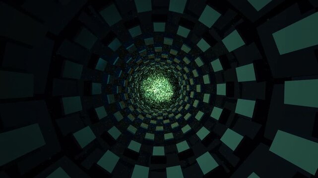 Massive obsidian structural tunnel with a dense bioluminescent neural river. This code-driven mathematically perfect seamless loop features an infinite array of complex procedural 4K tech architecture