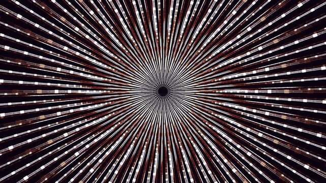 Procedural 4K seamless loop of a massive holographic datacenter tunnel. Geometric server blades illuminate sequentially as a deep systemic scan wave passes through the concentric network architecture.