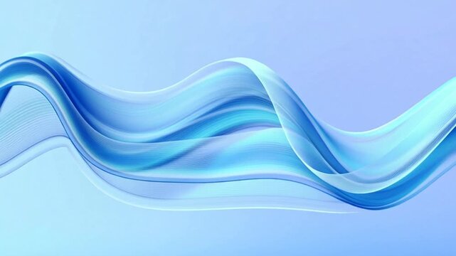 Blue Wavy Lines on Light Blue Background Abstract Design Element