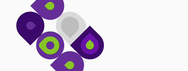 Obraz premium Purple, green, gray lettering spells PCD. Letters overlap, creating dynamic visual composition. Simple design, clean background.