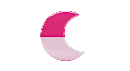 Crescent Moon Shape with Pink and Light Pink Halves