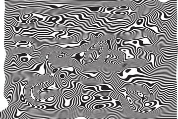 Fototapeta premium Black and White Abstract Wavy Lines Optical Illusion Background