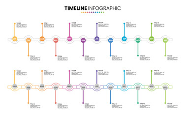 Circle timeline infographic presentation template 12 options 2 version. 12 month or 1 year infographic template