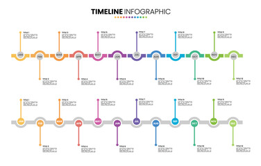 Circle timeline infographic presentation template 12 options 2 version. 12 month or 1 year infographic template
