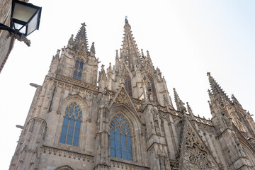 Fototapeta premium Barcelona Cathedral presenting gothic architecture and rich history in Spain