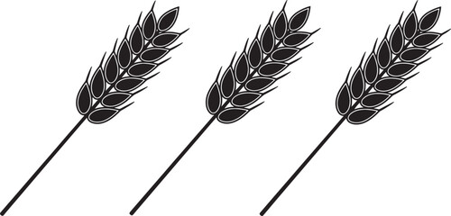 Three black silhouettes of wheat ears on a white background also transparent background © PixelSaga MH2 
