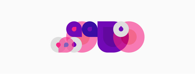 Fototapeta premium Abstract design features overlapping circles, varying shades purple, pink. Minimalist composition, modern aesthetic, clean lines present.