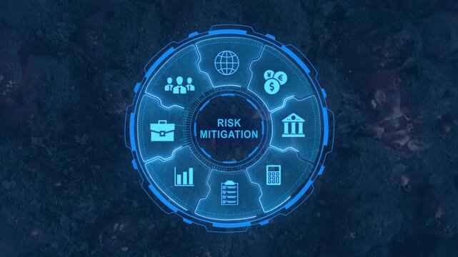 Risk Mitigation Strategy Business Concept with and Globe on Dark Background business strategy risk management