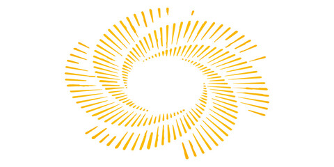 An abstract sun vector illustration featuring bright orange and yellow rays as a hot summer symbol of sunshine and heat